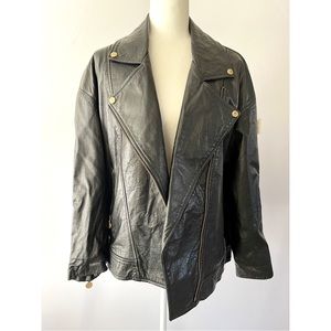Leather biker/moto jacket.